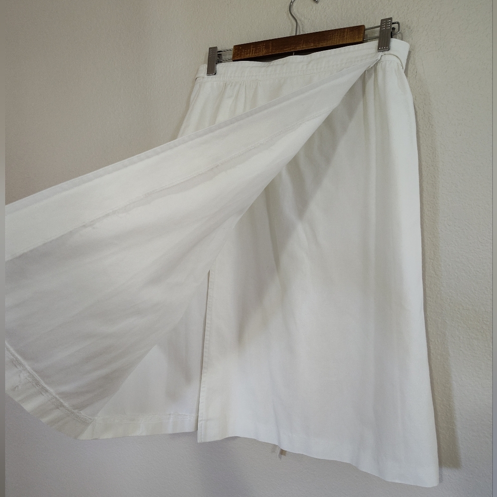 VINTAGE COUNTRY SUBURBANS Classic White A-Line Tie-Waist Wrap Skirt Size 16 - Picture 4 of 8